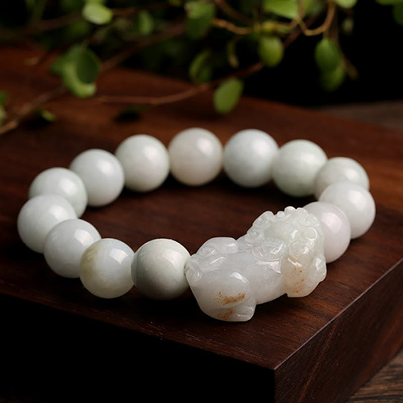 Pulsera de jade PiXiu de la suerte, prosperidad y riqueza con piedra mítica Feng Shui