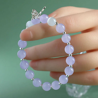 Mythstone Blue Chalcedony Pink Crystal Purple Chalcedony Butterfly Energy Bracelet