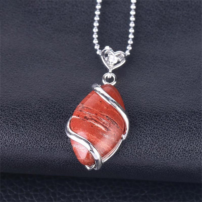 Mythstone Marquise Pattern Natural Crystal Stone Charm Necklace Pendant