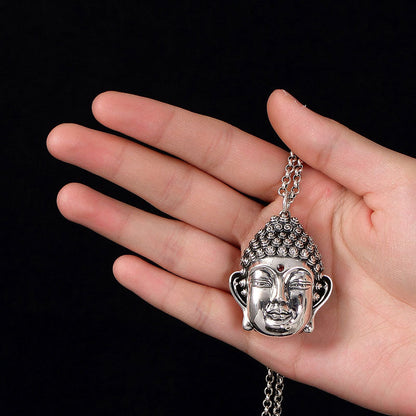 Mythstone 925 Sterling Silver Buddha Head Compassion Necklace Pendant