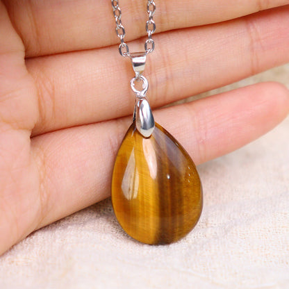 Mythstone Natural Crystal Gemstone Water Drop Spiritual Necklace Pendant