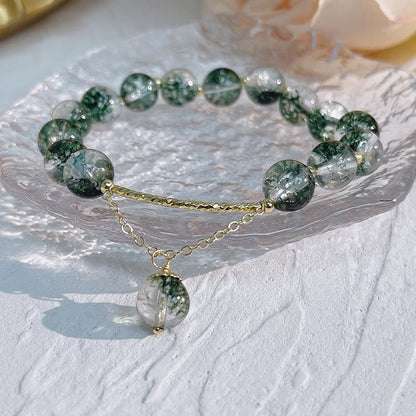 Pulsera con dije de confianza de cristal fantasma verde de MythStone 