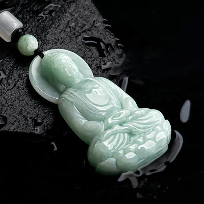 Mythstone Amitabha Buddha Jade Amulet Compassion String Necklace