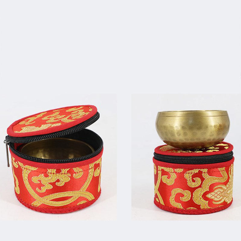 Mythstone Tibetan Singing Bowl Storage Bag with Zipper Closure Decoration