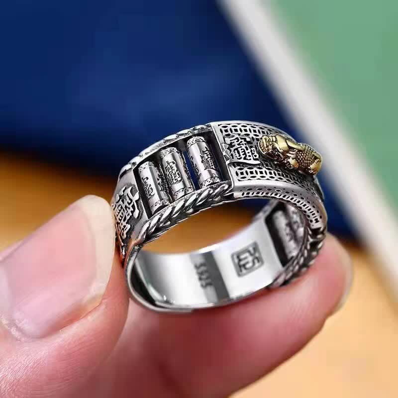 Mythstone Lucky FengShui PiXiu Wealth Prayer Wheels Couple Ring