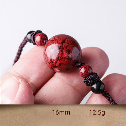 Mythstone Natural Cinnabar Stones Bead Blessing Necklace Pendant