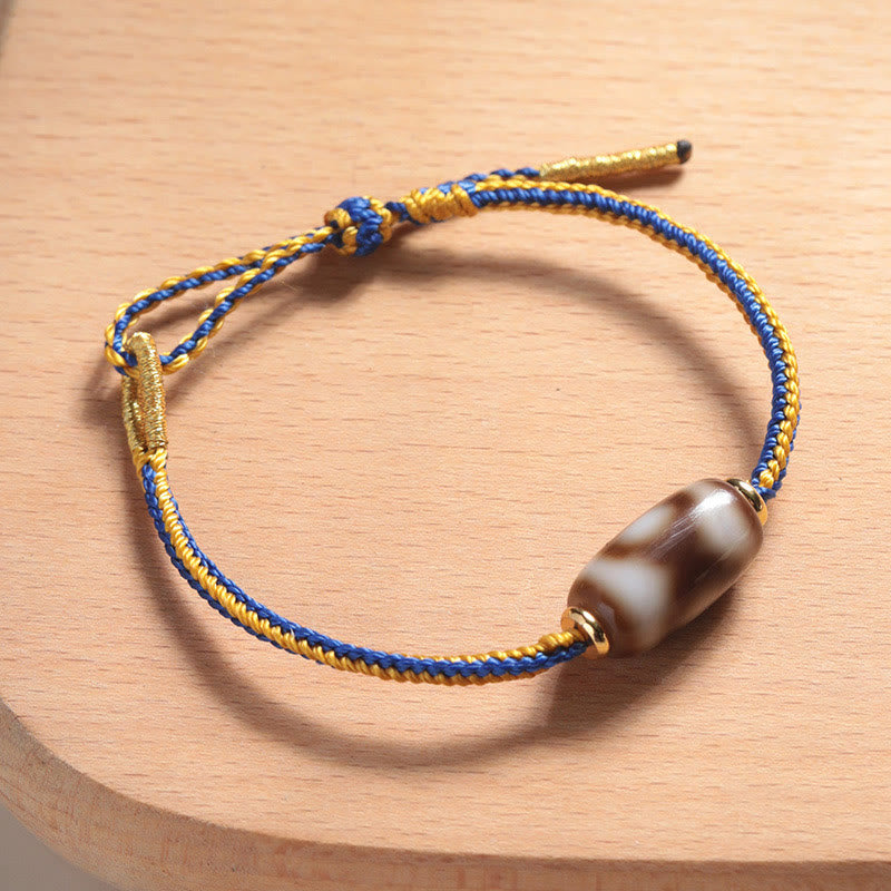 Pulsera tibetana de la suerte y la felicidad con cuentas Dzi de tres ojos 