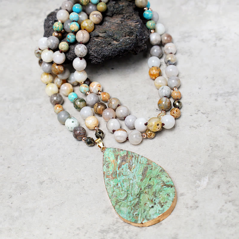 Mythstone Natural Ocean Picasso Jasper Beaded Healing Neckace