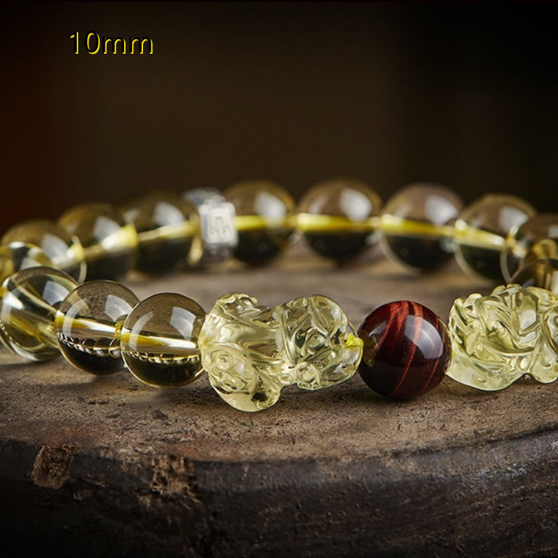 Mythstone Natural Citrine Double PiXiu Tiger Eye Prosperity Protection Bracelet