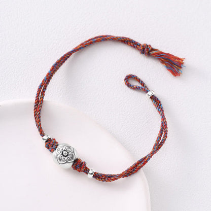 Mythstone 999 Sterling Silver Persimmon Luck Multicolored Braided Bracelet