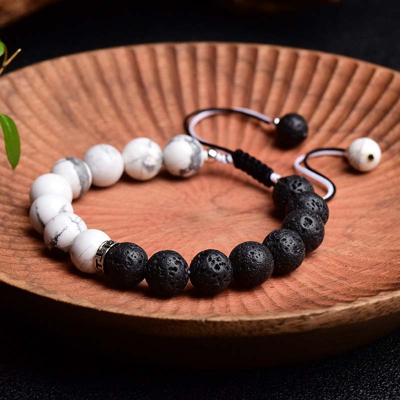 Pulsera de protección con piedra de lava Yin Yang Mythstone