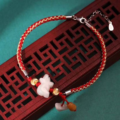 Pulsera de hilo rojo de jade y prosperidad del zodíaco chino Mythstone