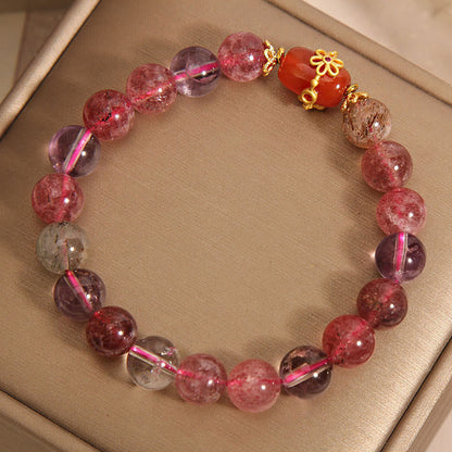 Mythstone Natural Super Seven Crystal Red Agate Positivity Bracelet