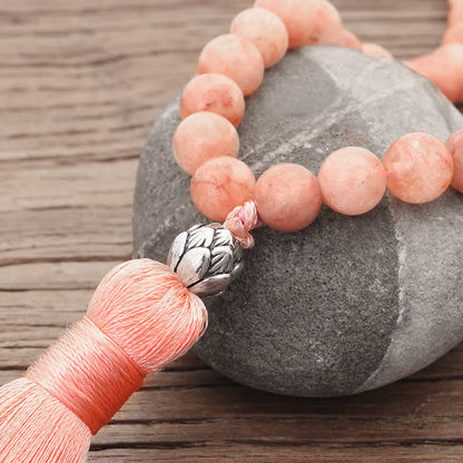 108 Mala Beads Fluorite Black Glitter Stone Protection Tassel Bracelet