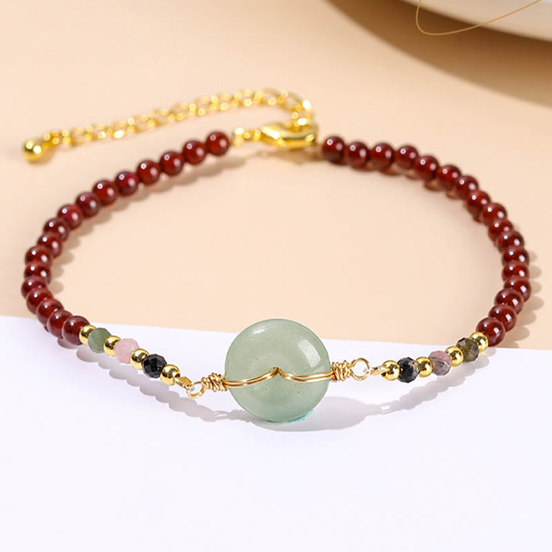 Mythstone Natural Garnet Peace Buckle Bead Calm Bracelet