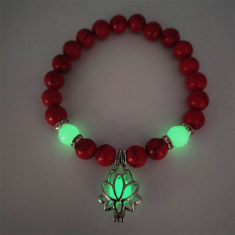 MythStone Tibetan Turquoise Glowstone Luminous Bead Lotus Protection Bracelet