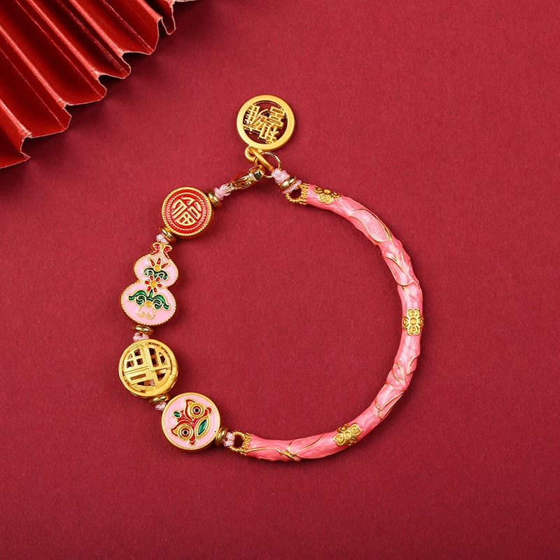 Mythstone Tibetan Gourd Fortune Happiness Lion Wealth Luck Bracelet