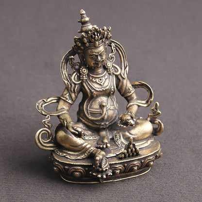 Mythstone Yellow Jambhala Bodhisattva Figurine Serenity Copper Statue Decoration