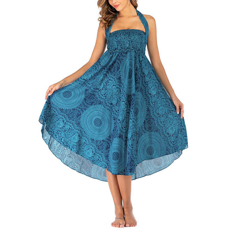 Mythstone Two Style Wear Boho Compass Rose Flower Skirt Dress