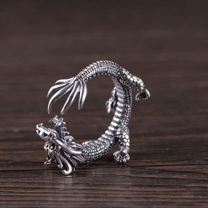 Mythstone 925 Sterling Silver Dragon Luck Protection Ring