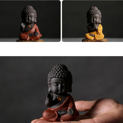 Mythstone Small Buddha Serenity Purple Clay Home Desk Decoration