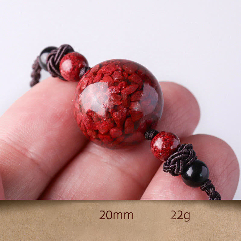 Mythstone Natural Cinnabar Stones Bead Blessing Necklace Pendant