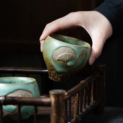 Mythstone Lotus Pod Engraved Teacup Kung Fu Tea Cup