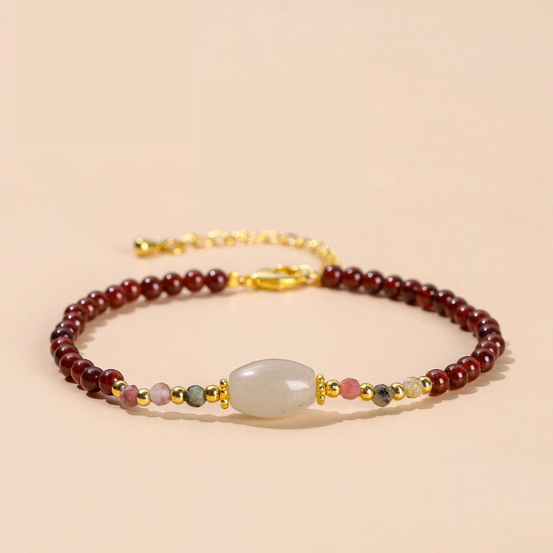 Mythstone Garnet Jade Tourmaline Bead Passion Bracelet