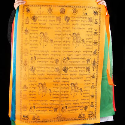 Mythstone Tibetan 5 Colors Windhorse Happiness Auspicious Outdoor Prayer Flag