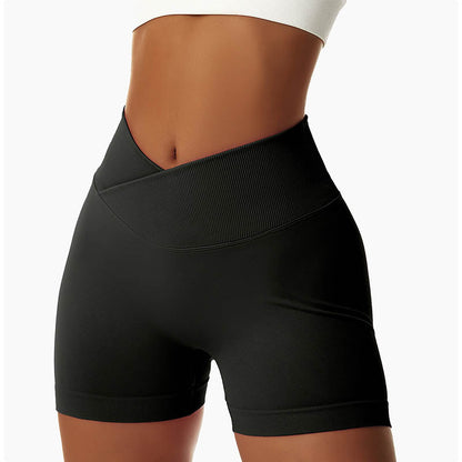 Mythstone Women Seamless High Elasticity Sports Fitness High Waist Yoga Workout Shorts