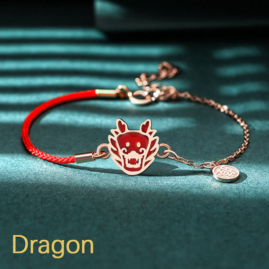 Mythstone 925 Sterling Silver Color-changing Chinese Zodiac Luck Protection Red String Chain Bracelet