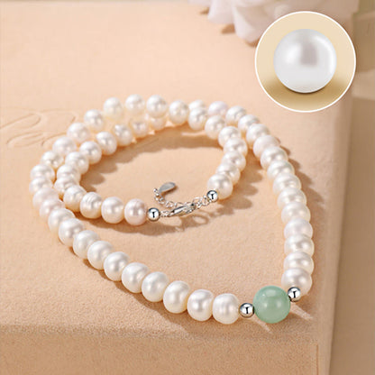 Mythstone 925 Sterling Silver Natural Pearl Jade Healing Necklace Bracelet Earrings With Gift Box