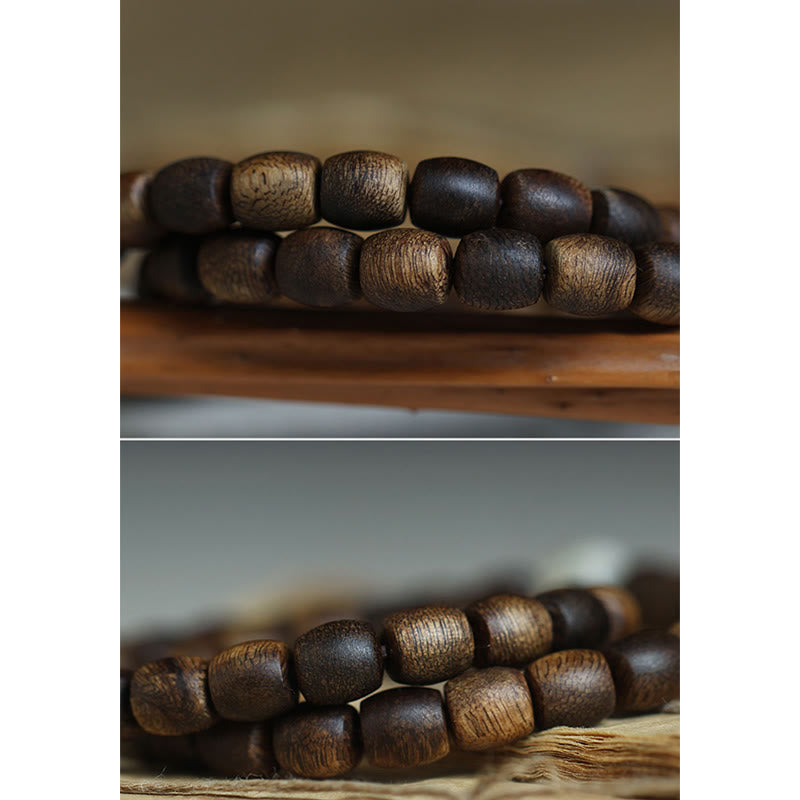 Mythstone 999 Gold Rare Tarakan Agarwood Tibetan Old Spirit Bone Balance Strength Double Wrap Bracelet