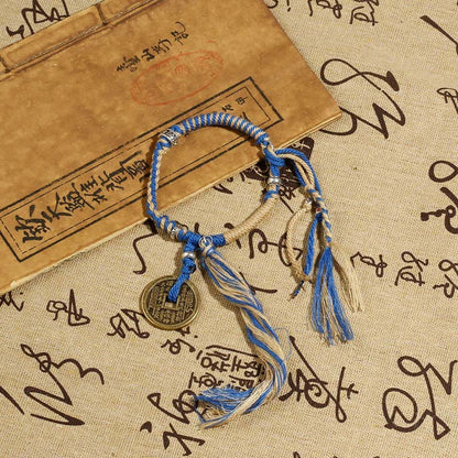 Pulsera trenzada hecha a mano con fantasmas de la montaña Mythstone que gastan dinero, riqueza y prosperidad