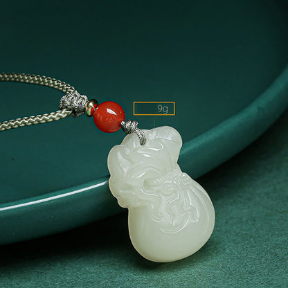 Mythstone Natural Hetian Jade Money Bag Wealth Necklace Pendant Key Chain Phone Hanging Decoration