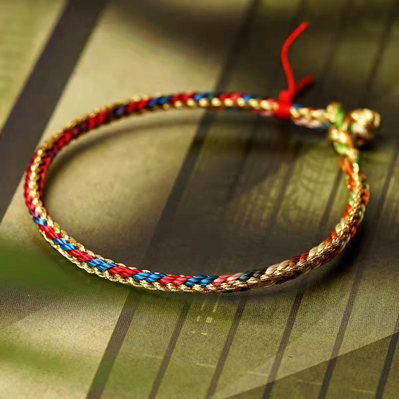 Mythstone 925 Sterling Silver Fu Character Zongzi Pattern Multicolored String Luck Handmade Braided Bracelet