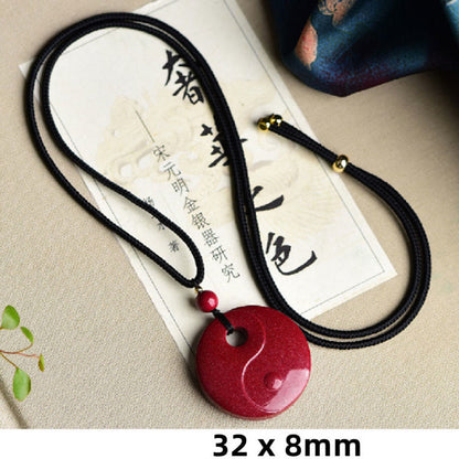 Mythstone Laughing Buddha Yin Yang Chinese Zodiac Gourd Natural Cinnabar Blessing Necklace Pendant