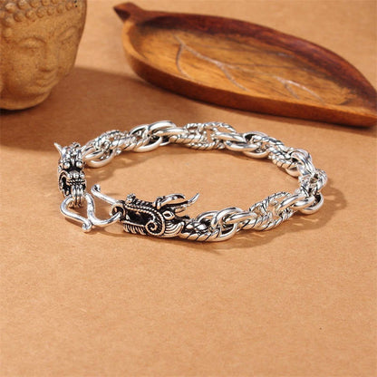 Mythstone 925 Sterling Silver Dragon Luck Protection Bracelet