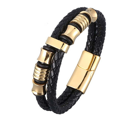 Mythstone Layered Leather Weave Fortune Bracelet