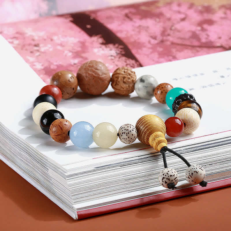 MythStone Bodhi Seed Agate Wisdom Harmony Wrist Mala Bracelet