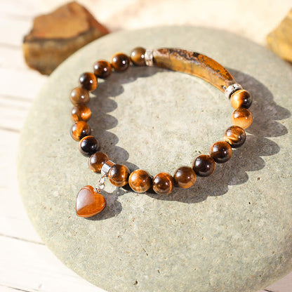 Mythstone Natural Quartz Love Heart Healing Beads Bracelet