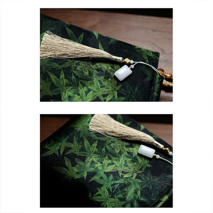 Mythstone Bamboo Leaves Butterfly Koi Fish Bamboo Handles Handbag