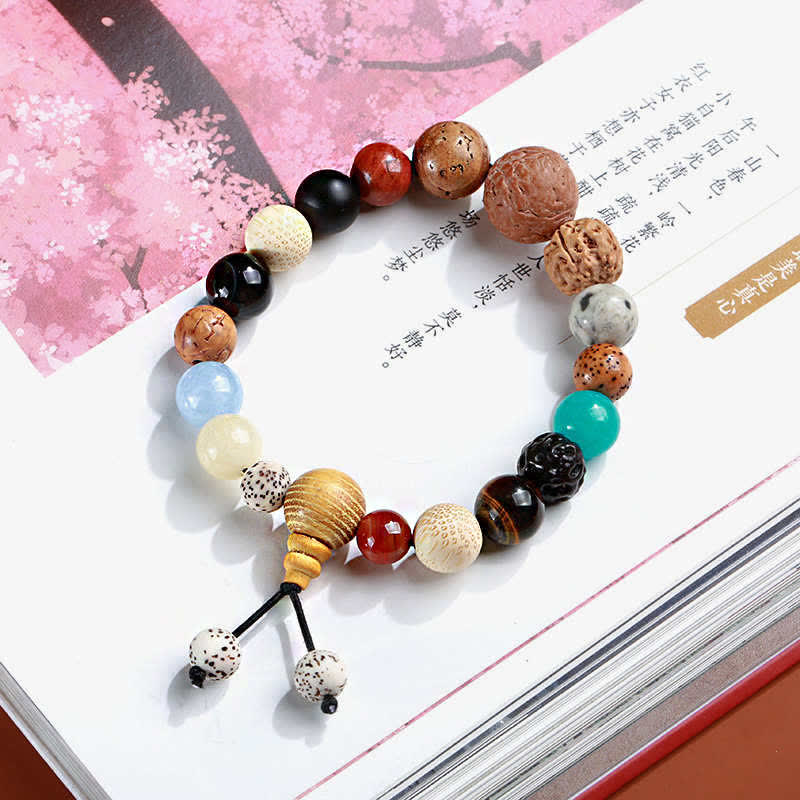 MythStone Bodhi Seed Agate Wisdom Harmony Wrist Mala Bracelet