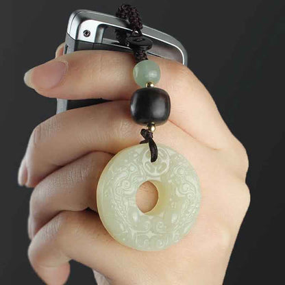 Mythstone PiXiu Jade Peace Buckle Abundance Wealth Key Chain