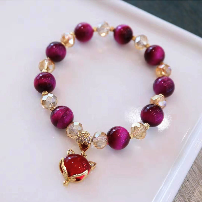 MythStone Red Tiger Eye PiXiu Fox Protection Self Confidence Bracelet