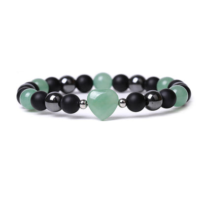 Pulsera de protección con corazón de amor y cristal de ojo de tigre y ónix negro Mythstone 