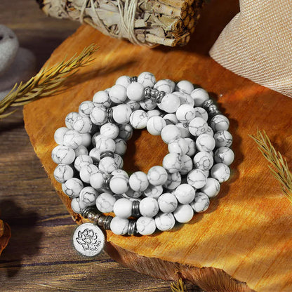 Mythstone White Turquoise Lotus Mala Healing Bracelet