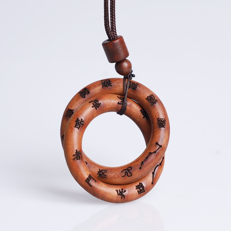 Mythstone Lightning Struck Jujube Wood Taoist Yin Yang Ring Qiankun Circle Leizu Taboo Luck Necklace Pendant