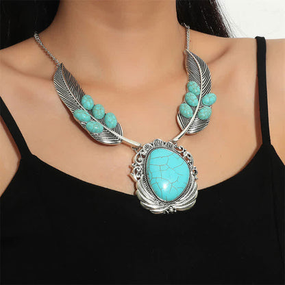 Collar con colgante de equilibrio de sabiduría de cobre y turquesa tibetano