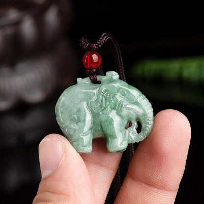 Mythstone Elephant Jade Luck Strength Necklace String Pendant